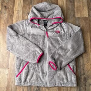 The North Face Oso Jacket Hoodie Girls Size XL Gray Fleece Faux Fur Outdoor 5571